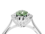 White gold Fancy Green Pear  Cut Diamond Halo Ring with Solitaire Band and Prong Setting_57