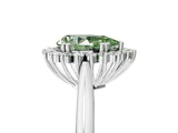 White gold Fancy Green Pear  Cut Diamond Halo Ring with Solitaire Band and Prong Setting_58