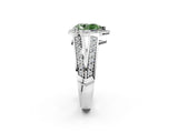 White gold Fancy Green Pear Cut Diamond Halo Ring with Split Shank Pavé Band and Four-Prong Setting_14