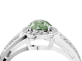 White gold Fancy Green Pear Cut Diamond Halo Ring with Split Shank Pavé Band and Four-Prong Setting_16