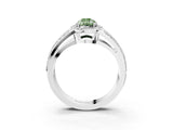 White gold Fancy Green Pear Cut Diamond Halo Ring with Split Shank Pavé Band and Four-Prong Setting_36