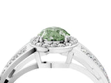 White gold Fancy Green Pear Cut Diamond Halo Ring with Split Shank Pavé Band and Four-Prong Setting_40