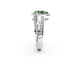 White gold Fancy Green Pear Cut Diamond Halo Ring with Split Shank Pavé Band and Four-Prong Setting_50