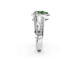 White gold Fancy Green Pear Cut Diamond Halo Ring with Split Shank Pavé Band and Four-Prong Setting_62
