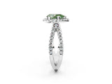 White gold Fancy Green Pear Cut Diamond Halo Ring with Split Shank Pavé Band and Prong Setting_81