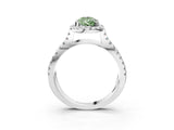 White gold Fancy Green Pear Cut Diamond Halo Ring with Split Shank Pavé Band and Prong Setting_82