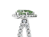 White gold Fancy Green Pear Cut Diamond Halo Ring with Split Shank Pavé Band and Prong Setting_84