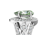 White gold Fancy Green Pear Cut Diamond Halo Ring with Split Shank and Bezel Accents and Four-Prong Setting_5
