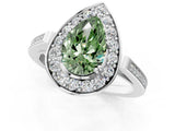 White gold Fancy Green Pear Cut Diamond Halo Ring with Split Shank and Four-Prong Setting_80