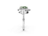 White gold Fancy Green Pear Cut Diamond Halo Ring with Split Shank and Four-Prong Setting_81