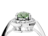 White gold Fancy Green Pear Cut Diamond Halo Ring with Split Shank and Four-Prong Setting_83