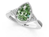 White gold Fancy Green Pear Cut Diamond Halo Ring with Tapered Band and Four-Prong Setting_25