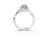 White gold Fancy Green Pear Cut Diamond Halo Ring with Vintage Split Shank and Four-Prong Setting_88
