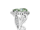 White gold Fancy Green Pear Cut Diamond Halo Ring with Vintage Split Shank and Four-Prong Setting_90