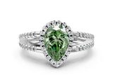 White gold Fancy Green Pear Cut Diamond Halo Split Shank Engagement Ring_51