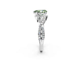 White gold Fancy Green Pear Cut Diamond  Halo Twist Band Solitaire Prong Setting Ring_14