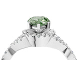 White gold Fancy Green Pear Cut Diamond  Halo Twist Band Solitaire Prong Setting Ring_16