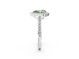 White gold Fancy Green Pear  Cut Diamond Milgrain Floral Halo Engagement Ring with Pavé Band_17