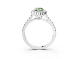 White gold Fancy Green Pear  Cut Diamond Milgrain Floral Halo Engagement Ring with Pavé Band_18