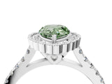 White gold Fancy Green Pear  Cut Diamond Milgrain Floral Halo Engagement Ring with Pavé Band_19