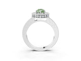 White gold Fancy Green Pear Cut Diamond Milgrain Halo Engagement Ring with Round Pavé Band and Prong Setting_16