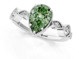 White gold Fancy Green Pear  Cut Diamond Milgrain Marquise Band with Prong Setting_4