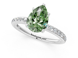 White gold Fancy Green Pear  Cut Diamond Pavé Band Ring with Four-Prong Setting_25