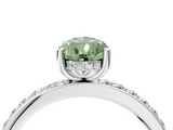 White gold Fancy Green Pear  Cut Diamond Pavé Band Ring with Four-Prong Setting_28