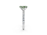 White gold Fancy Green Pear Cut Diamond Pavé Band Solitaire Ring with Prong Setting_90