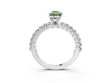 White gold Fancy Green Pear Cut Diamond Pavé Band Solitaire Ring with Prong Setting_91