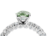 White gold Fancy Green Pear Cut Diamond Pavé Band Solitaire Ring with Prong Setting_92
