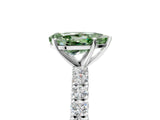 White gold Fancy Green Pear Cut Diamond Pavé Band Solitaire Ring with Prong Setting_93