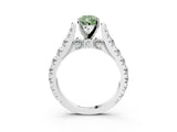 White gold Fancy Green Pear  Cut Diamond Pavé Band Solitaire with Four-Prong Setting_18