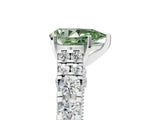 White gold Fancy Green Pear  Cut Diamond Pavé Band Solitaire with Four-Prong Setting_20