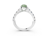 White gold Fancy Green Pear  Cut Diamond Pavé Band Solitaire with Four-Prong Setting_6