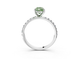 White gold Fancy Green Pear  Cut Diamond Pavé Band Solitaire with Four-Prong Setting_6