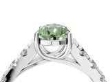 White gold Fancy Green Pear  Cut Diamond Pavé Band Solitaire with Four-Prong Setting_7
