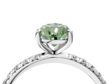 White gold Fancy Green Pear  Cut Diamond Pavé Band Solitaire with Four-Prong Setting_7