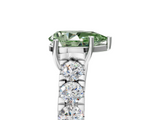 White gold Fancy Green Pear  Cut Diamond Pavé Band Solitaire with Four-Prong Setting_8