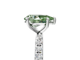 White gold Fancy Green Pear  Cut Diamond Pavé Band Solitaire with Four-Prong Setting_8