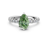 White gold Fancy Green Pear  Cut Diamond Pavé Band with Four-Prong Setting_12