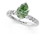 White gold Fancy Green Pear  Cut Diamond Pavé Band with Four-Prong Setting_13