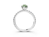 White gold Fancy Green Pear  Cut Diamond Pavé Band with Four-Prong Setting_15