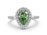 White gold Fancy Green Pear Cut Diamond Pavé Halo Ring with Four-Prong Setting_48