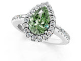 White gold Fancy Green Pear Cut Diamond Pavé Halo Ring with Four-Prong Setting_49