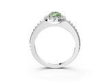 White gold Fancy Green Pear Cut Diamond Pavé Halo Ring with Four-Prong Setting_51