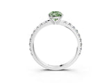 White gold Fancy Green Pear Cut Diamond Pavé Solitaire Engagement Ring with Four-Prong Setting_103