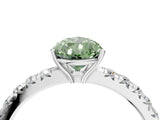 White gold Fancy Green Pear Cut Diamond Pavé Solitaire Engagement Ring with Four-Prong Setting_104