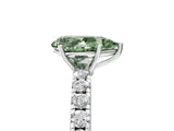 White gold Fancy Green Pear Cut Diamond Pavé Solitaire Engagement Ring with Four-Prong Setting_105