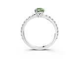 White gold Fancy Green Pear Cut Diamond Pavé Solitaire Engagement Ring with Four-Prong Setting_112